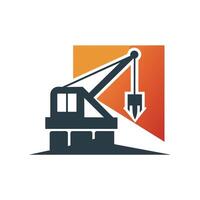 A crane perched on top of a hill, against the sky, using negative space effectively, Use negative space to depict a crane or other construction equipment in a logo design vector