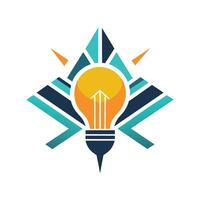 An illustration of a light bulb with arrows pointing towards it, symbolizing innovation and progress, Abstract shapes symbolizing innovation and progress, minimalist simple modern logo design vector