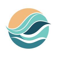 Abstract waves in soothing hues, reflecting the coastal theme, form a logo for a water company, Abstract waves in soothing hues for a coastal theme, minimalist simple modern logo design vector