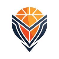 A basketball logo featuring a basketball inside of it, A geometric shape representing a basketball team, minimalist simple modern logo design vector