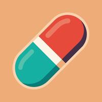 un colección de rojo y azul píldora cápsulas arreglado en un fila, un minimalista representación de un píldora cápsula para un farmacia marca vector