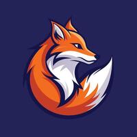 A sleek fox logo set against a vibrant blue background, showcasing clean lines and simplicity, A minimalist fox logo design with clean lines and limited colors vector