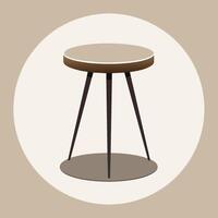 A small round table with a wooden top is placed in a room, A minimalist side table with a round top and slim, tapered legs vector