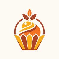 A cupcake topped with a leaf, showcasing a unique and nature-inspired dessert design, A clean and stylish design for a dessert cafe, minimalist simple modern logo design vector