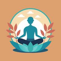 A man sits in a lotus position during a yoga class, A calming image of a peaceful yoga class in session, minimalist simple modern logo design vector