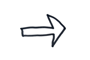 Arrow drawn with black marker on transparent background png