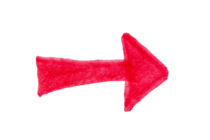 Arrow drawn with red marker on transparent background png