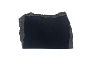 Ripped black paper piece isolated on transparent background with torn edges, cut out png