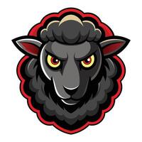 A distinctive black sheep with yellow eyes standing on a white background, Black Sheep Logo Mascot, Distinctive Illustration Graphic vector