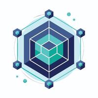 un grande cubo adjunto por múltiple menor cubitos, representando un resumen concepto relacionado a blockchain tecnología, un resumen representación de blockchain tecnología en un minimalista estilo vector