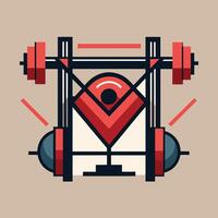 Illustration of a gym machine in a flat design style, showcasing the equipments structure and details, An artistic representation of gym equipment in a simplistic and modern style vector