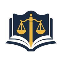 A book with a scale of justice placed on top, symbolizing law and justice, Clean and simple depiction of a law book, minimalist simple modern logo design vector