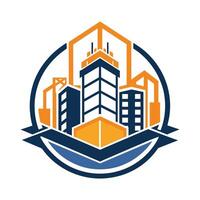 un icono mostrando el logo para un construcción compañía, presentando diseño elementos relacionado a el edificio industria, construcción edificio logo icono diseño vector