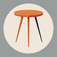 A minimalist orange table with a round top supported by two slim black legs in a white circle, A minimalist side table with a round top and slim, tapered legs vector