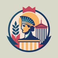 A minimalist representation of the iconic Statue of Liberty, featuring clean lines and subtle artistic references, A minimalist logo with a subtle nod to art history, using timeless design elements vector