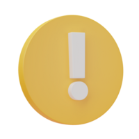 3D exclamation mark symbol or caution sign isolated on transparent background. png