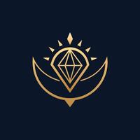 Elegant gold diamond logo on a sleek black background, exuding luxury and sophistication, Craft a simple and elegant logo for a prestigious jewelry brand vector