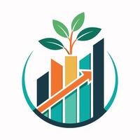 A plant emerging from a bar chart, symbolizing growth and progress in a business or financial concept, A simple, elegant design incorporating the initials of a skincare brand vector