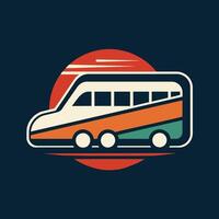 A bus is parked in the middle of a circular road, surrounded by the curve of the circle, A simple, elegant symbol representing public transport, minimalist simple modern logo design vector