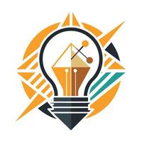 A light bulb containing a pencil inside, symbolizing creativity and innovation in a simple yet intriguing design, An abstract design representing innovation and creativity in the tech industry vector