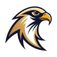 Close-up of an eagles head showing its striking yellow beak and intense gaze, Bird falcon logo design, minimalist simple modern logo design vector