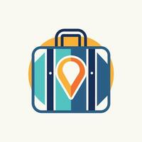 A suitcase with a map pin attached to it for travel planning and marking destinations, A simple, elegant design incorporating a subtle house outline vector