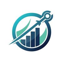 Logo design featuring a sleek scissor and a bar graph, representing precision and growth, A sleek design incorporating a key element related to financial planning and management vector