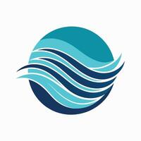 A sleek, streamlined logo featuring a wave pattern designed for a water company, A sleek, streamlined logo featuring a wave pattern for a travel inspiration blog vector