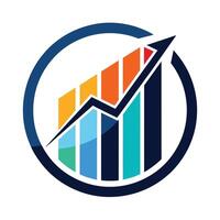 A sleek logo featuring a graph enclosed in a circle design, A sleek and simple logo featuring a graph or chart to represent financial analysis vector