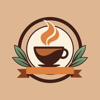 un taza de café adornado con un cinta alrededor él, Perfecto para un de moda café tienda logo, crear un minimalista logo para un de moda café comercio, minimalista sencillo moderno logo diseño vector