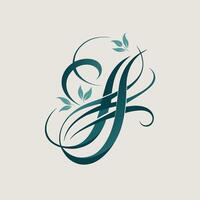 Delicate calligraphy letter H enhanced with intricate leaf designs for a sophisticated touch, Delicate calligraphy for a sophisticated wedding program booklet vector