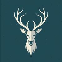 Silhouette of a deer head with antlers against a blue backdrop, Deer head silhouette against a textured background, minimalist simple modern logo design vector