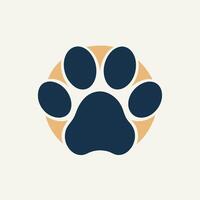 A dogs paw is neatly enclosed within a circle, creating a minimalist design, Create a minimalist logo featuring a pet paw print, using simple lines and shapes vector