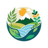 A minimalist logo showcasing the beauty of nature, designed for a company that sells natural products, Create a minimalist logo that highlights the beauty of the Earth's diverse ecosystems vector