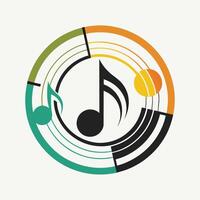 un creativamente diseñado música Nota con menor musical notas adentro, formando un único y artístico logo, creativo música logo diseños con minimalista circulo diseños concepto vector