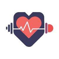 A heart symbol with a visible heartbeat indicating a pulse in a medical context, A simple graphic of a heart rate monitor for a wellness clinic's branding vector