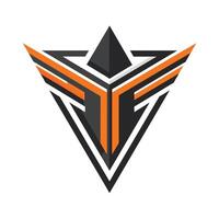 A minimalist logo in black and orange colors for a sports team, featuring bold clean lines and striking design elements, Create a minimalist logo with clean lines and geometric shapes vector