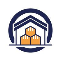 un logo diseño representando un edificio compañía, simbolizando construcción y innovación, un sencillo icono ese comunica el concepto de almacenaje y inventario administración vector