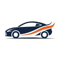 un coche presentando un naranja raya en sus cuerpo, en pie fuera en contra el vehículos color, un sencillo y elegante logo utilizando negativo espacio a crear un coche forma vector