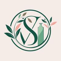 A logo design for a flower shop, featuring a simple yet elegant design incorporating the shops initial, A simple, elegant design incorporating the initials of a skincare brand vector