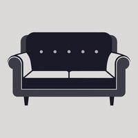 Sleek black and white couch against a gray backdrop in a contemporary setting, A sleek and contemporary sofa design with a plush, monochromatic upholstery vector