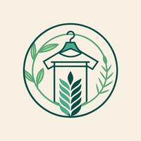 A minimalist green and white logo designed for a farm, symbolizing sustainability and nature, Craft a minimalist logo for a sustainable clothing brand focused on eco-friendly materials vector