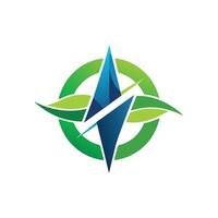 A sleek symbol for a renewable energy company featuring a blue and green compass design, Create a sleek symbol for a renewable energy company, minimalist simple modern logo design vector