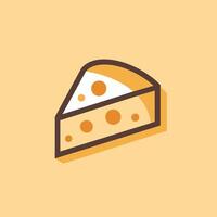 A piece of pie placed on a bright yellow background, Create a minimalist logo for a specialty cheese shop with a simple cheese wedge graphic vector