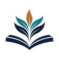 A leaf resting on top of a book, showcasing nature and reading combined, Design a sleek and sophisticated logo for a literary organization vector