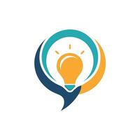 A light bulb situated inside a blue and orange circle, representing a simple logo design concept, Design a simple logo that conveys the idea of communication vector