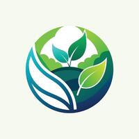 A minimalist green leaf logo displayed on a plain white background, Design a minimalist logo for a sustainability-focused NGO vector