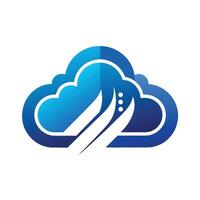 A blue cloud featuring a pair of scissors, Design a simple and sleek logo representing cloud computing services vector