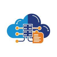 A unique sight of a building perched on top of a cloud, defying gravity, Design a simple and elegant logo for a cloud computing platform vector