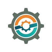 A logo for a company featuring intricate gear wheels and cogs arranged in a symmetrical pattern, Gear wheels and cogs in a symmetrical pattern, minimalist simple modern logo design vector